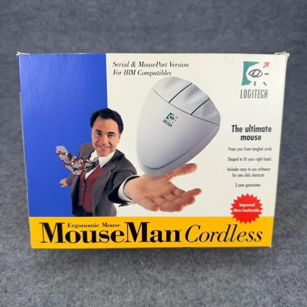 Vintage Logitech Model 1163 MouseMan Cordless Computer Mouse Complete